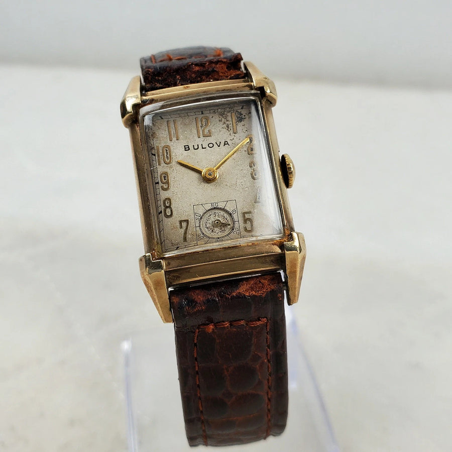 Bulova Fancy Lugs Tank Handwind 10K Gold Filled 21MM Watch — Pre-Owned
