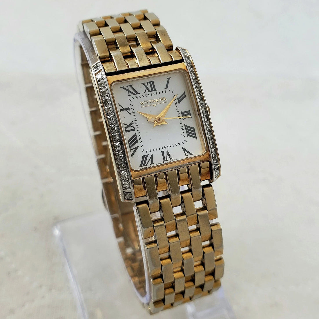 Wittnauer Biltmore 12R01 Tank Diamond Gold Tone Quartz Classic 21MM Watch — Pre-Owned