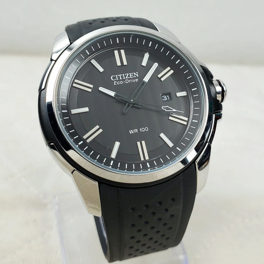 Citizen Eco-drive J810-S082781 Black Date Japan Mov't WR 100M Men's Watch — Pre-Owned