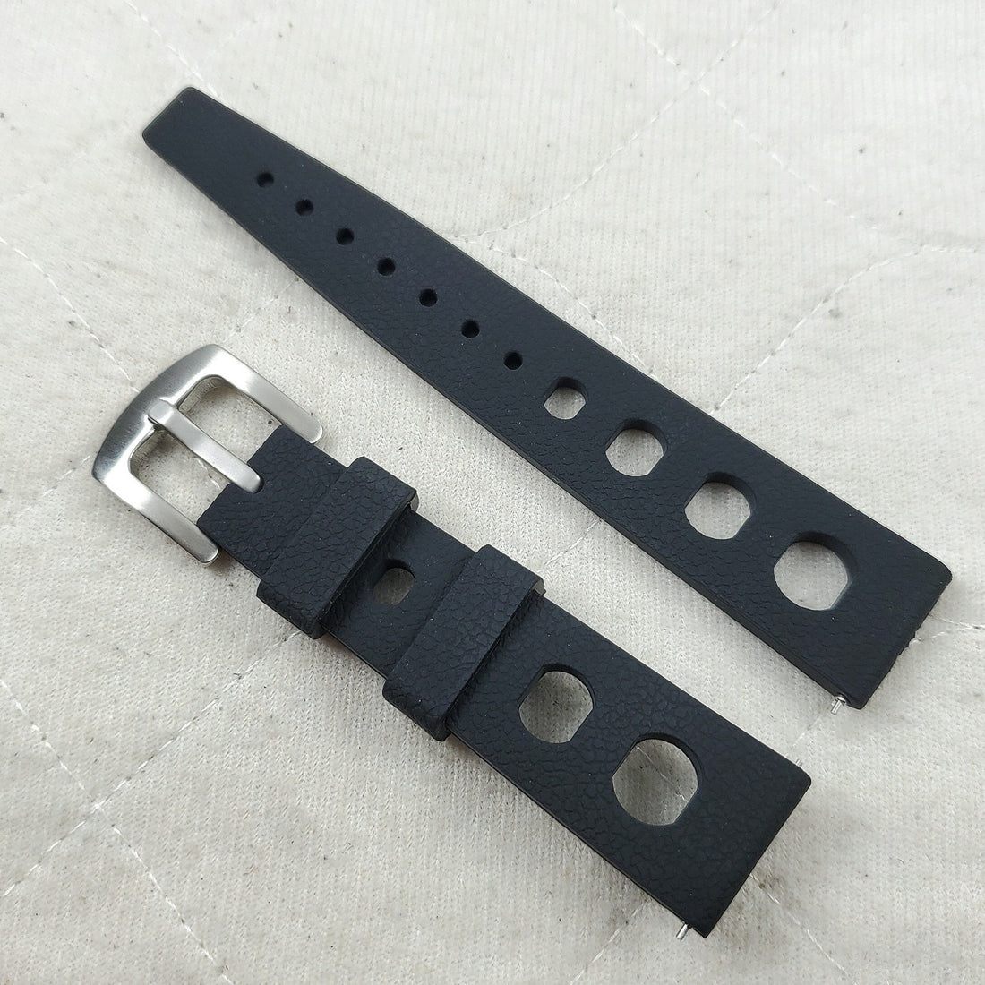 Quick-Release Rubber Dive Watch Strap, Tropical Style, 20mm, Black — photo 1