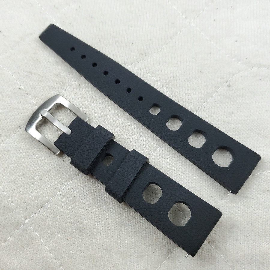 Quick-Release Rubber Dive Watch Strap, Tropical Style, 20mm, Black — photo 1