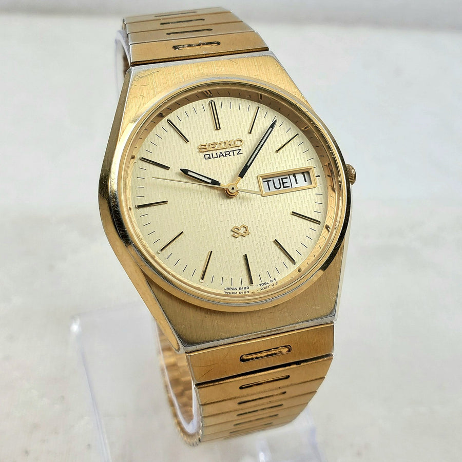 Seiko SQ Quartz 8123-7040 Champagne Day/date Japan Men's Watch — Pre-Owned, photo 1