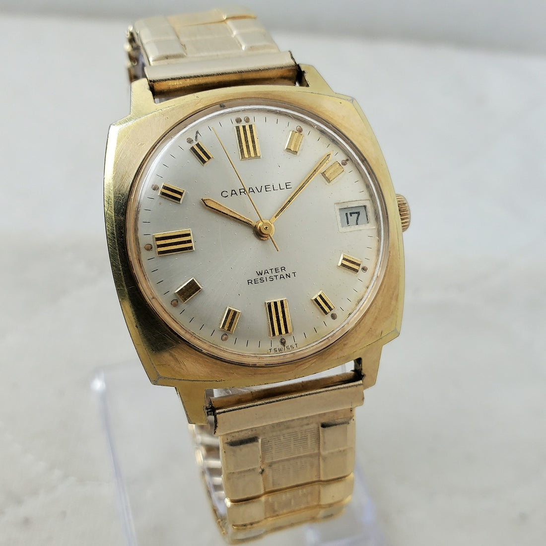 Caravelle by Bulova Swiss Mechanical Handwind Gold Tone Mens Watch — Pre-Owned