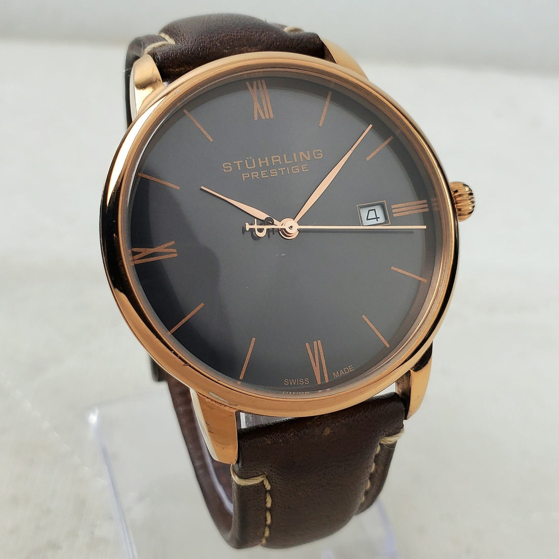 Stuhrling Prestige Quartz Rose Gold/black Swiss Made 40MM Men's Watch — Pre-Owned