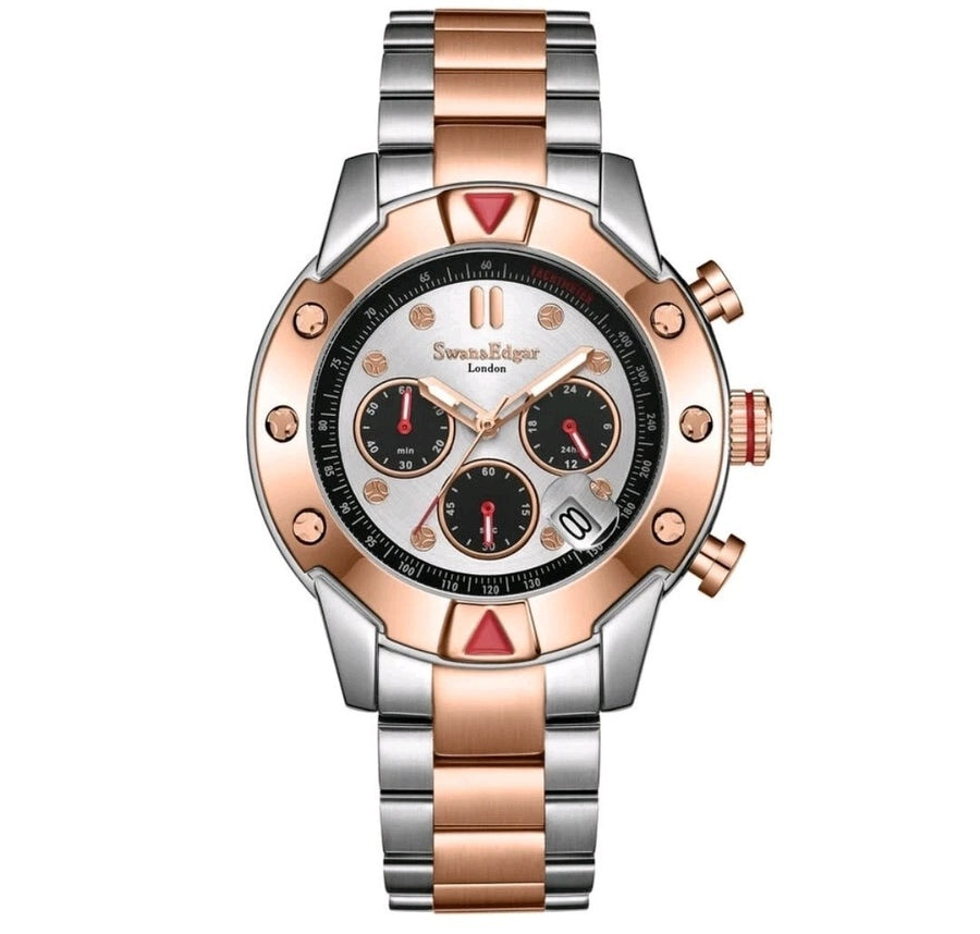 Swan & Edgar London Chronograph Mechanical-quartz Hybrid Two-tone Men's Watch — Pre-Owned