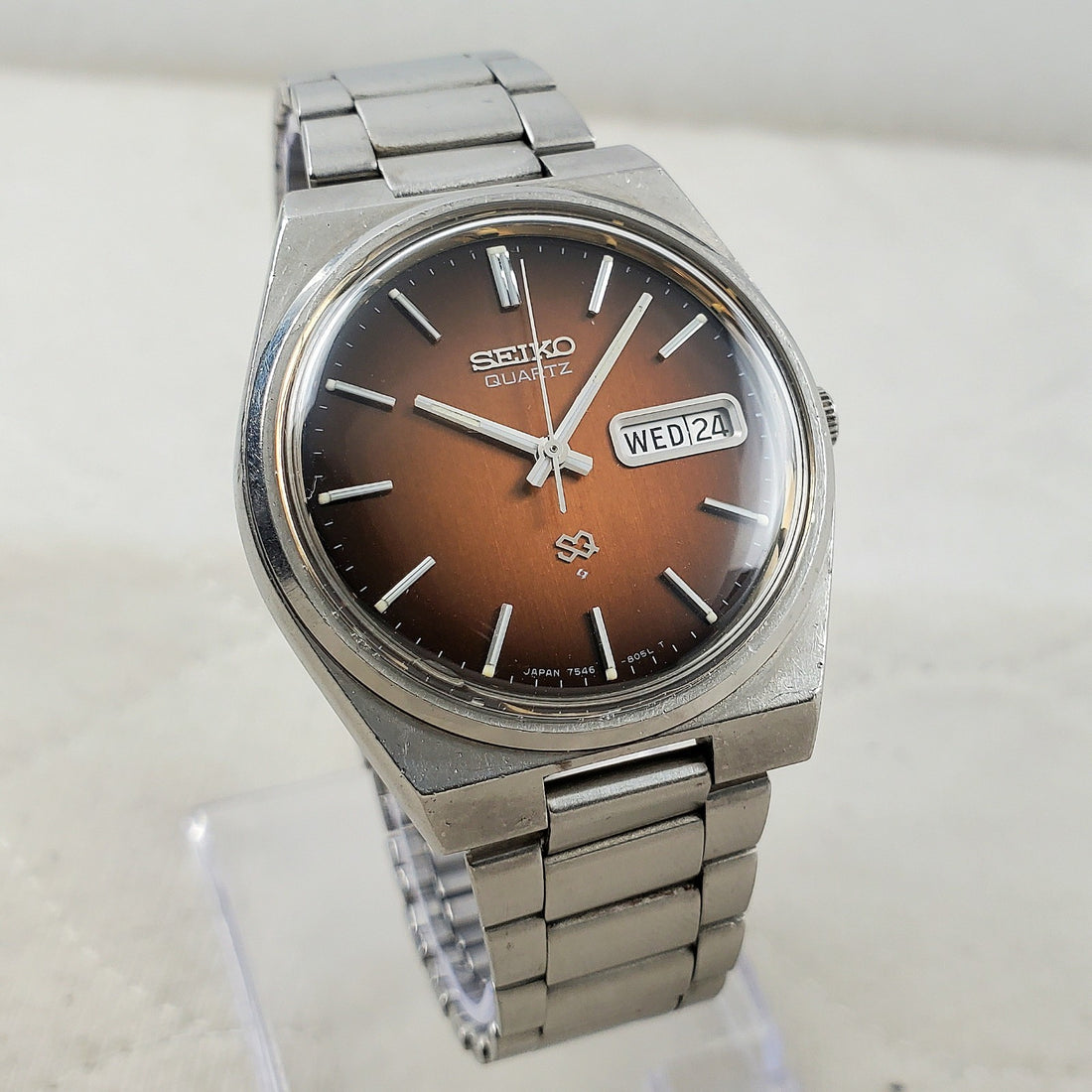 Seiko SQ Quartz 7546-8139 Japan Chocolate Sunburst Men's Watch — Pre-Owned