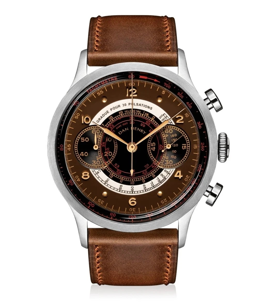 DAN Henry 1939 Military Chronograph Quartz WR 50M Tachymeter 41MM Men's Watch — Pre-Owned