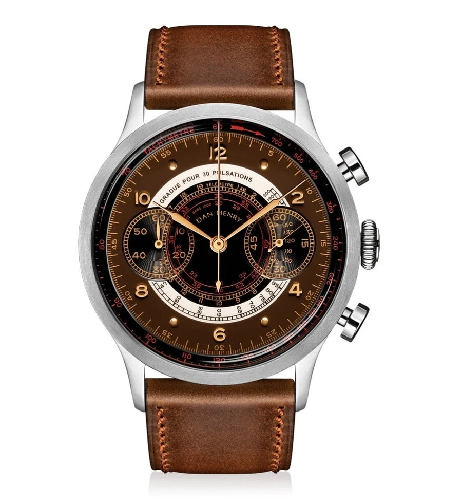 DAN Henry 1939 Military Chronograph Quartz WR 50M Tachymeter 41MM Men's Watch — Pre-Owned