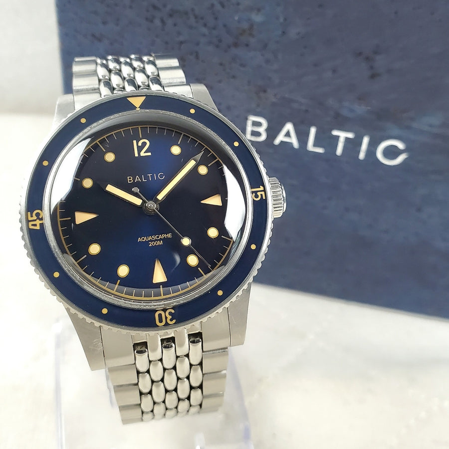 Baltic Aquascaphe Classic Blue Gilt Automatic Diver WR 200M 39MM Men's Watch — Pre-Owned