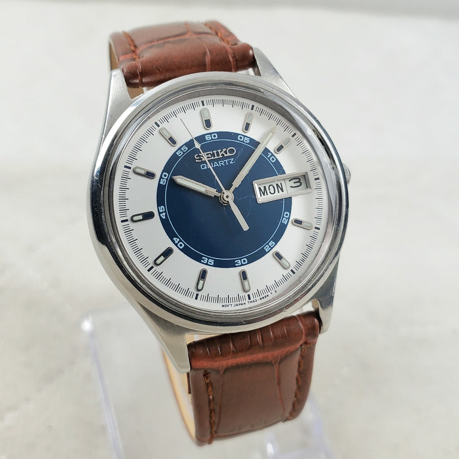 Seiko Quartz 7N43-8A39 Day/date Japan Mov't 35MM Men's Watch — Pre-Owned