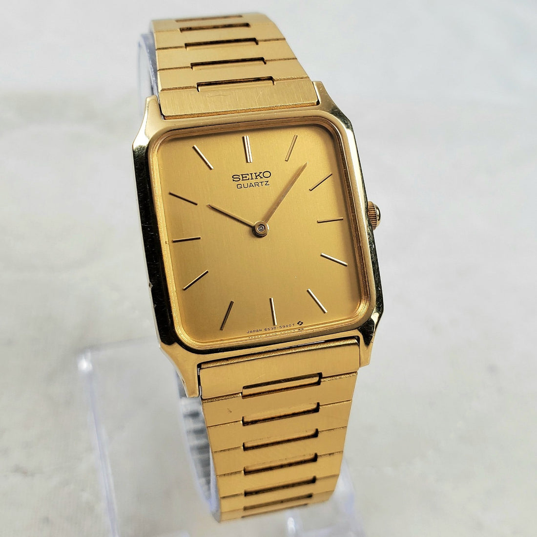 Seiko 6530-5500 Tank Gold Tone Quartz Japan 26MM Men's Watch — Pre-Owned