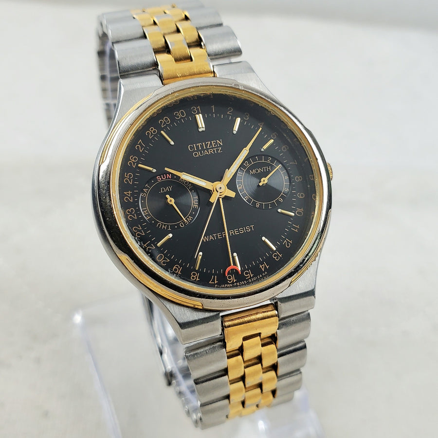 Citizen Calendar Quartz 6355-G30071 Two-tone/black 34MM Men's Watch — Pre-Owned