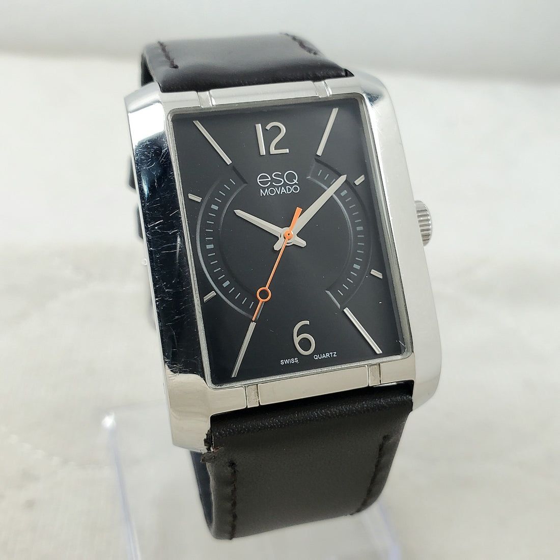 ESQ Esquire by Movado Swiss Quartz WR 30M Tank Black 30MM Men's Watch — Pre-Owned