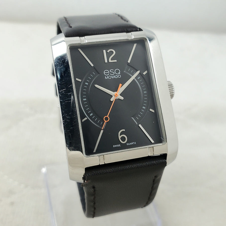ESQ Esquire by Movado Swiss Quartz WR 30M Tank Black 30MM Men's Watch — Pre-Owned