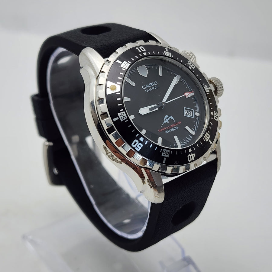 Casio Marlin Super Illuminator MDV-102 Diver WR 200M Black Men's Watch — Pre-Owned