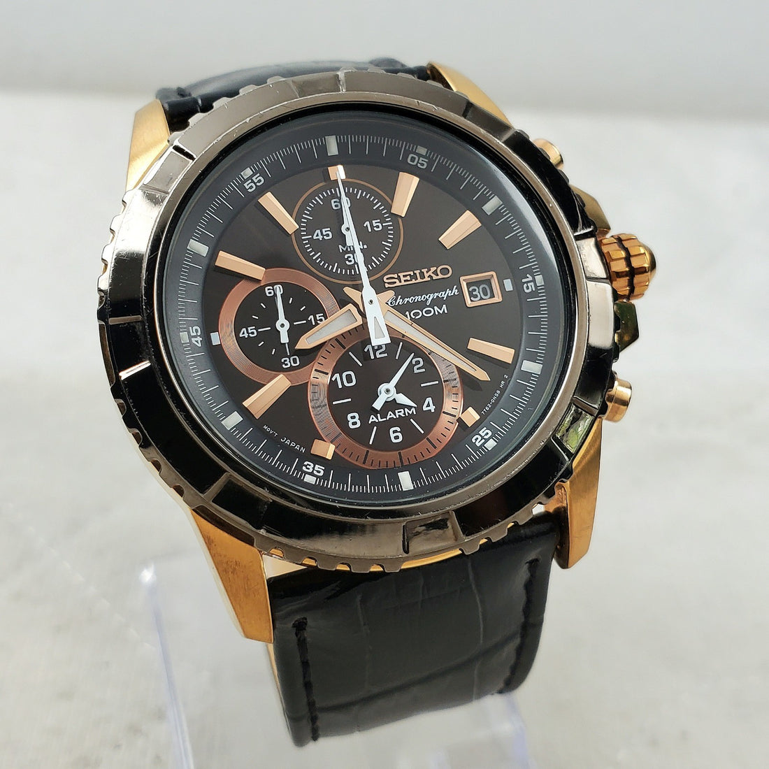 Seiko Chronograph 7T62-0KM0 Alarm Quartz Japan Mov't Date 44MM Men's Watch — Pre-Owned