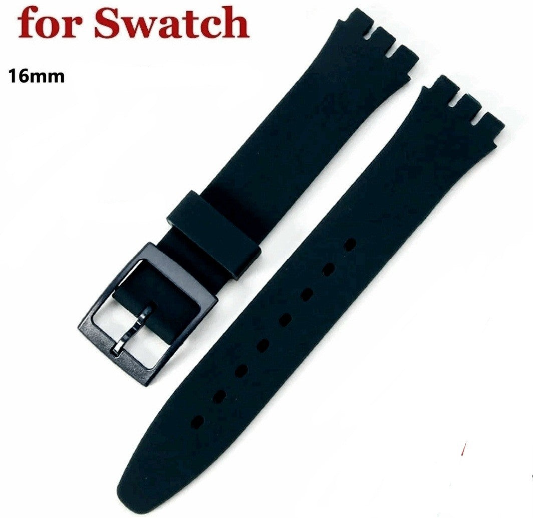 Silicone Watch Band for Swatch, 16mm, Black — photo 1