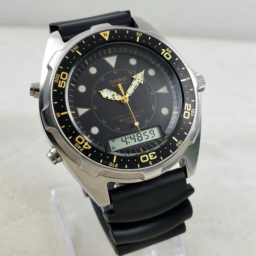 Casio AMW-320D Ana-digi Alarm Chronograph Black Quartz Men's Watch — Pre-Owned