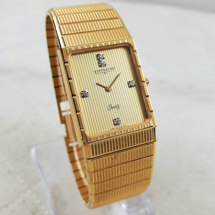 Wittnauer Tank Diamond Gold Tone Quartz Swiss 24MM Men's Watch — Pre-Owned