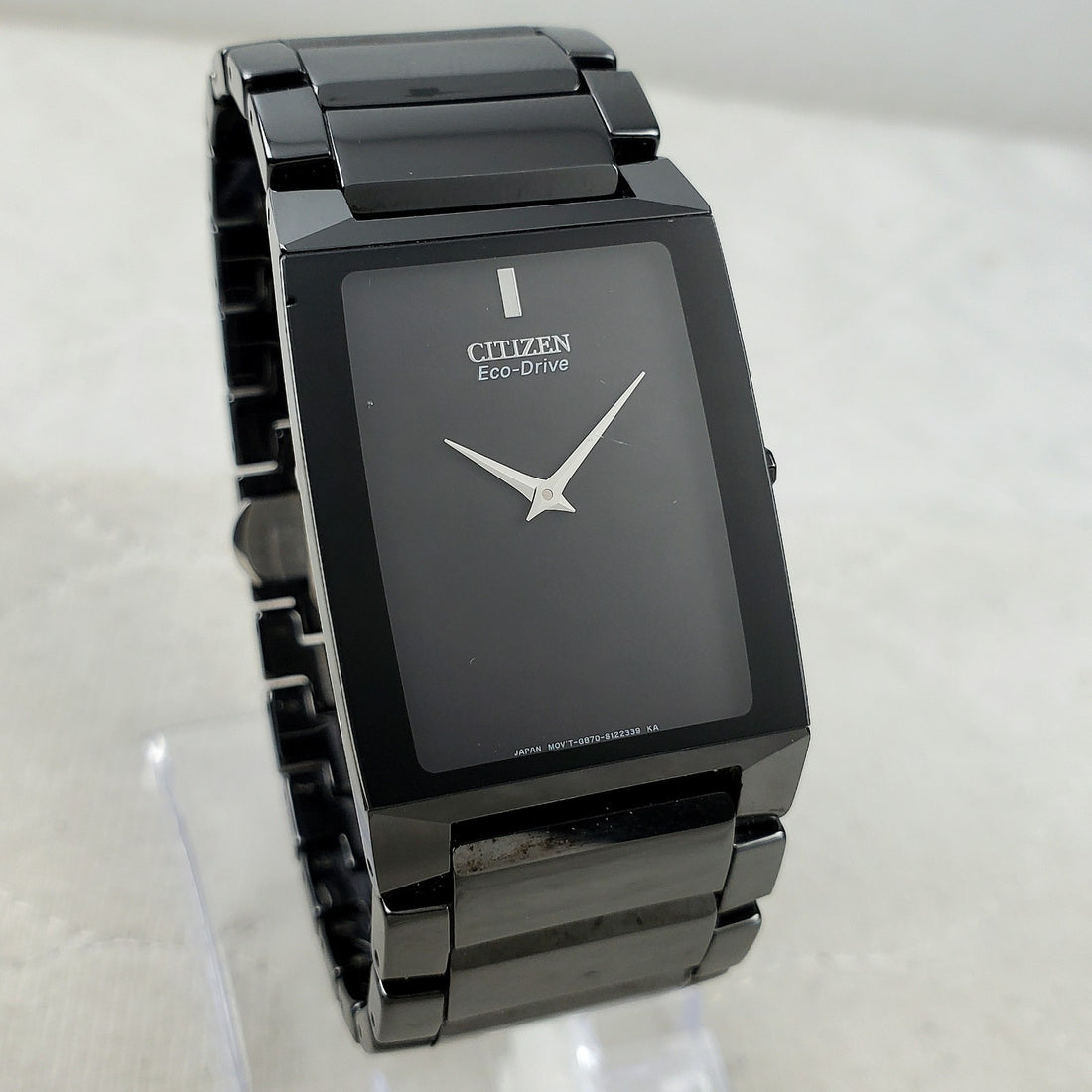Citizen Stiletto Blade Eco-drive AR3045-52E Black Ceramic 28MM Men's Watch — Pre-Owned
