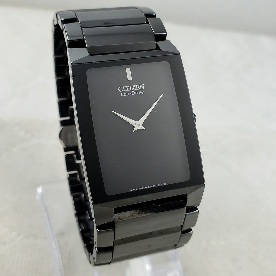 Citizen Stiletto Blade Eco-drive AR3045-52E Black Ceramic 28MM Men's Watch — Pre-Owned