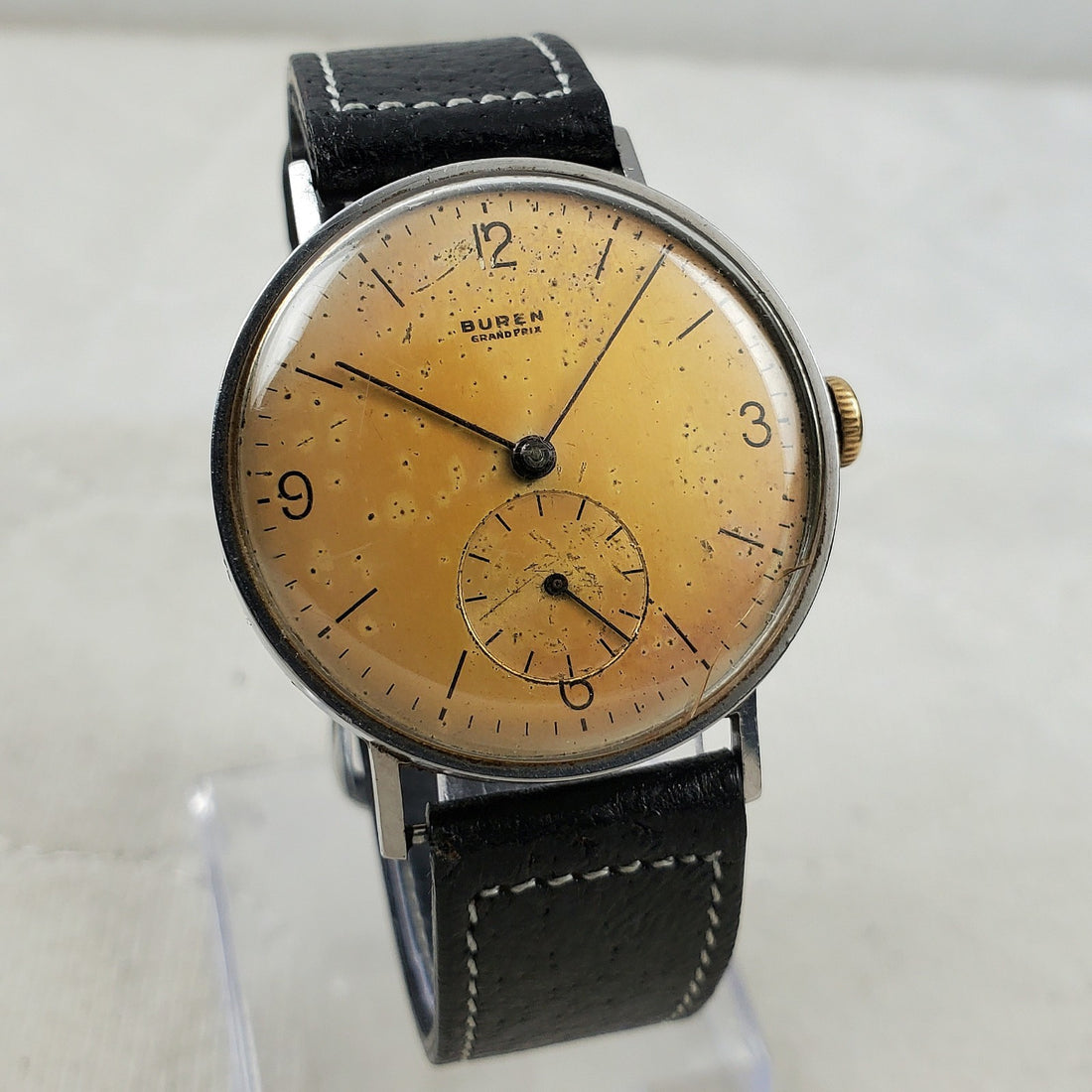 Buren Grand Prix Sub-second Handwind Military 35MM Men's Watch — Pre-Owned
