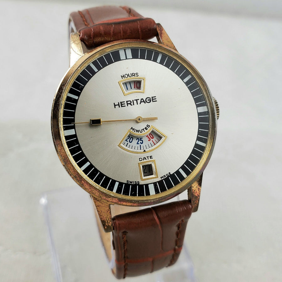 Heritage Digital Jump Hour Handwind Swiss 34MM Men's Watch — Pre-Owned