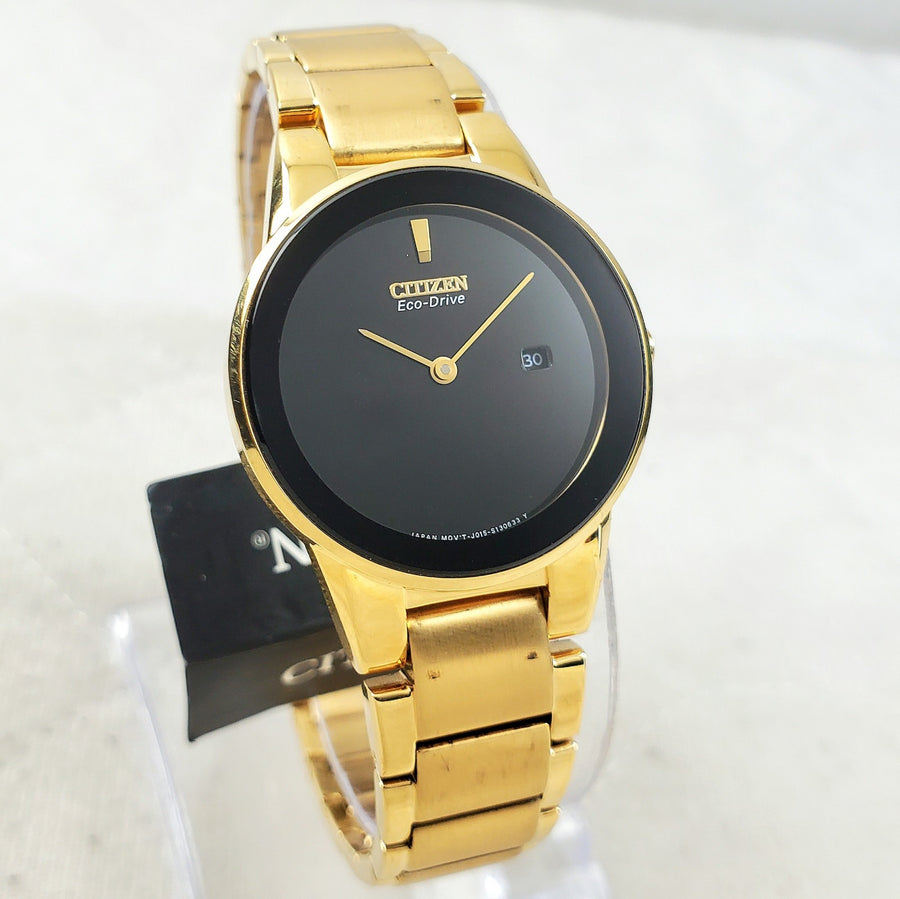 Citizen Eco-drive J015-S091268 Gold/black Date Japan Mov't 30MM Women's Watch — Pre-Owned