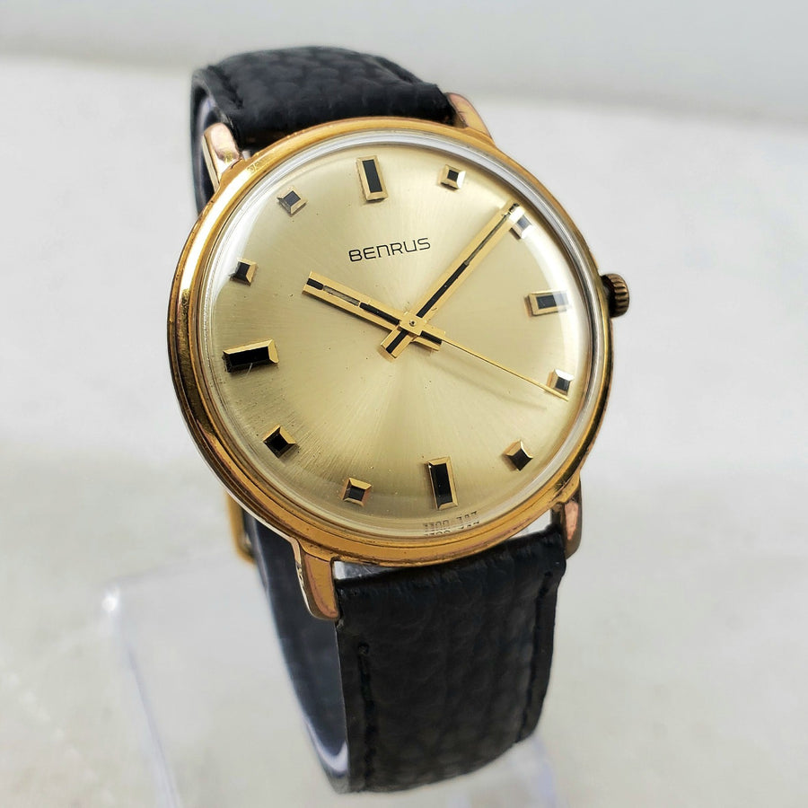 Benrus 3300 747 14K Gold Electroplate Handwind 34MM Men's Watch — Pre-Owned