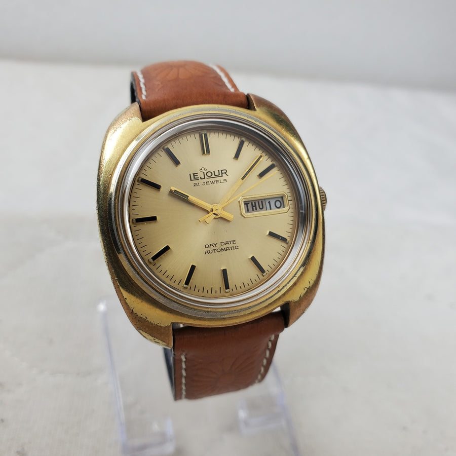 Lejour Day/date 21 Jewels Automatic Classic Cushion Men's Watch — Pre-Owned