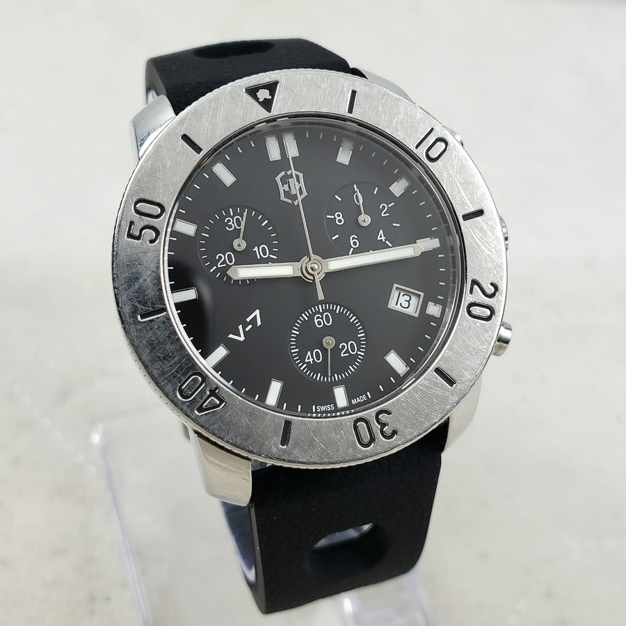 Victorinox Swiss Army Chronograph Chrono Racer V7-32X Quartz Black Men's Watch — Pre-Owned