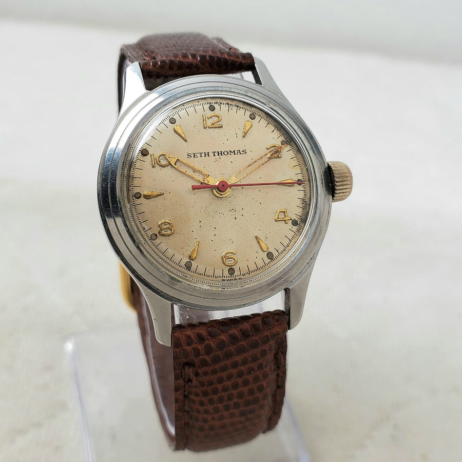 Seth Thomas Handwind Swiss Antimagnetic Military 32MM Men's Watch — Pre-Owned