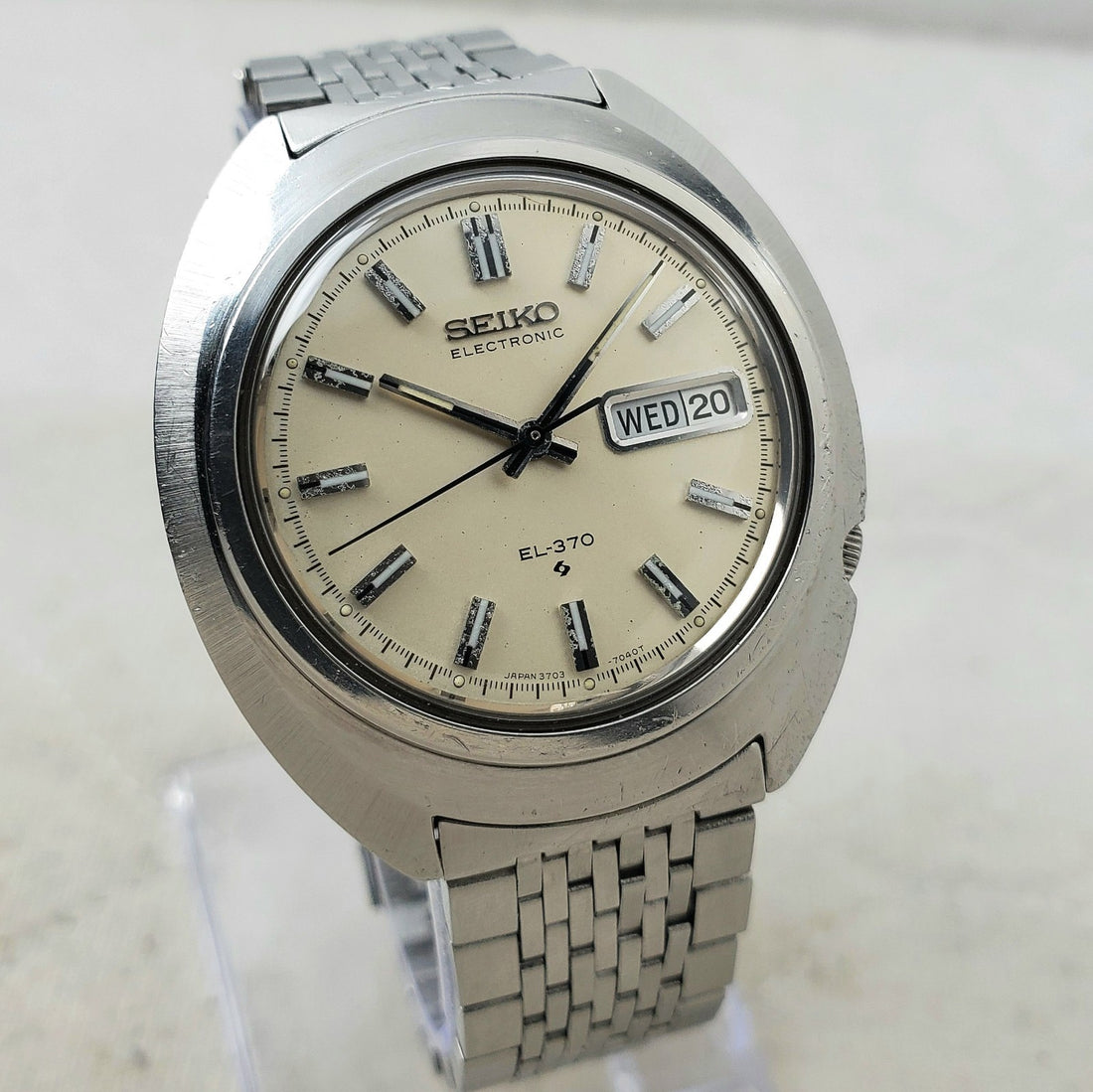 Seiko Electronic EL-370 3703-7021 Day/date Japan Men's Watch — Pre-Owned