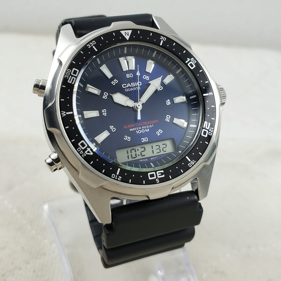 Casio AMW-320R Ana-digi Alarm Chrono Dark Blue Military Field Mens Watch — Pre-Owned