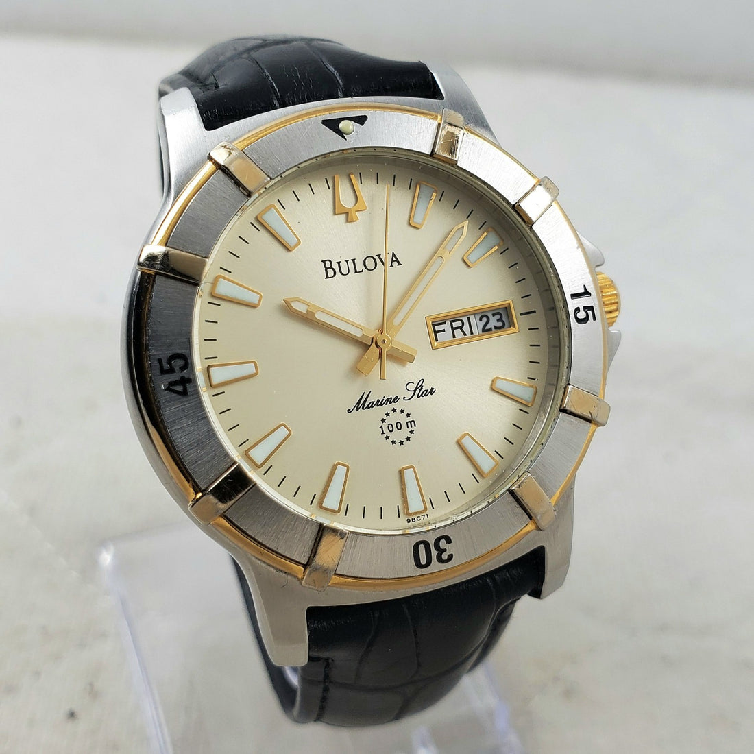 Bulova Marine Star 100M 98C71 Day/date Quartz Classic 39MM Men's Watch — Pre-Owned
