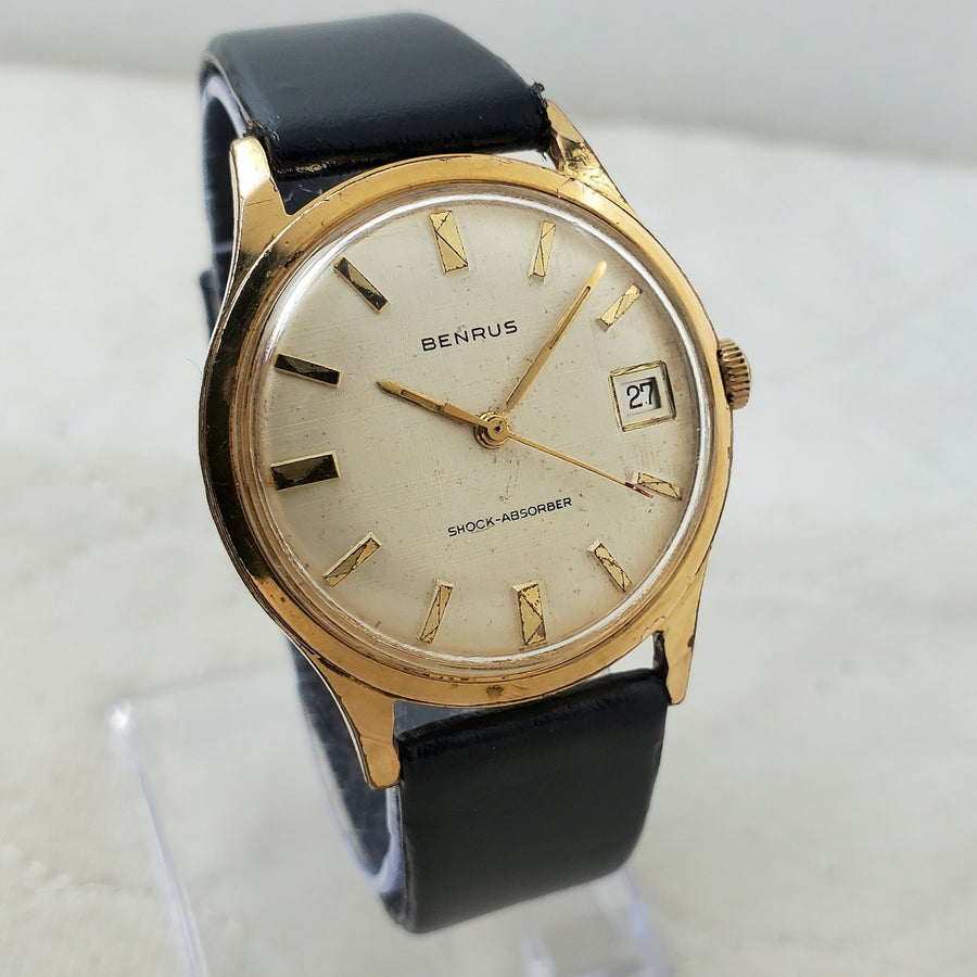 Benrus Shock-absorber Swiss Handwind Date 10K R.G.P Men's Watch — Pre-Owned