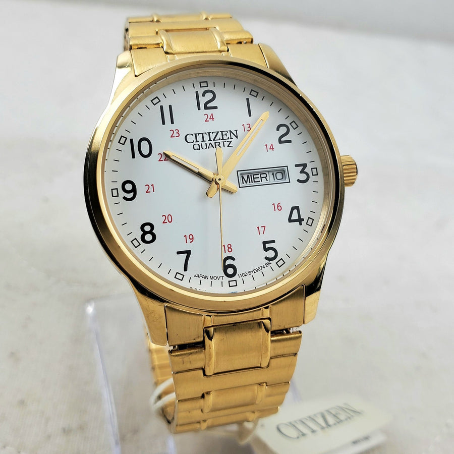 Citizen Quartz BF0612-95A Quartz Gold/white Day/date 24-HOUR 38MM Men's Watch — Pre-Owned