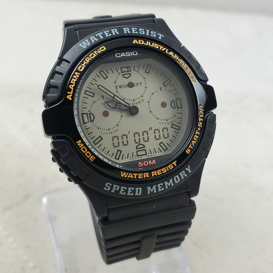 Casio Twincept Speed Memory Ana-digi AWX-10 Alarm Chrono 40MM Mens Watch — Pre-Owned