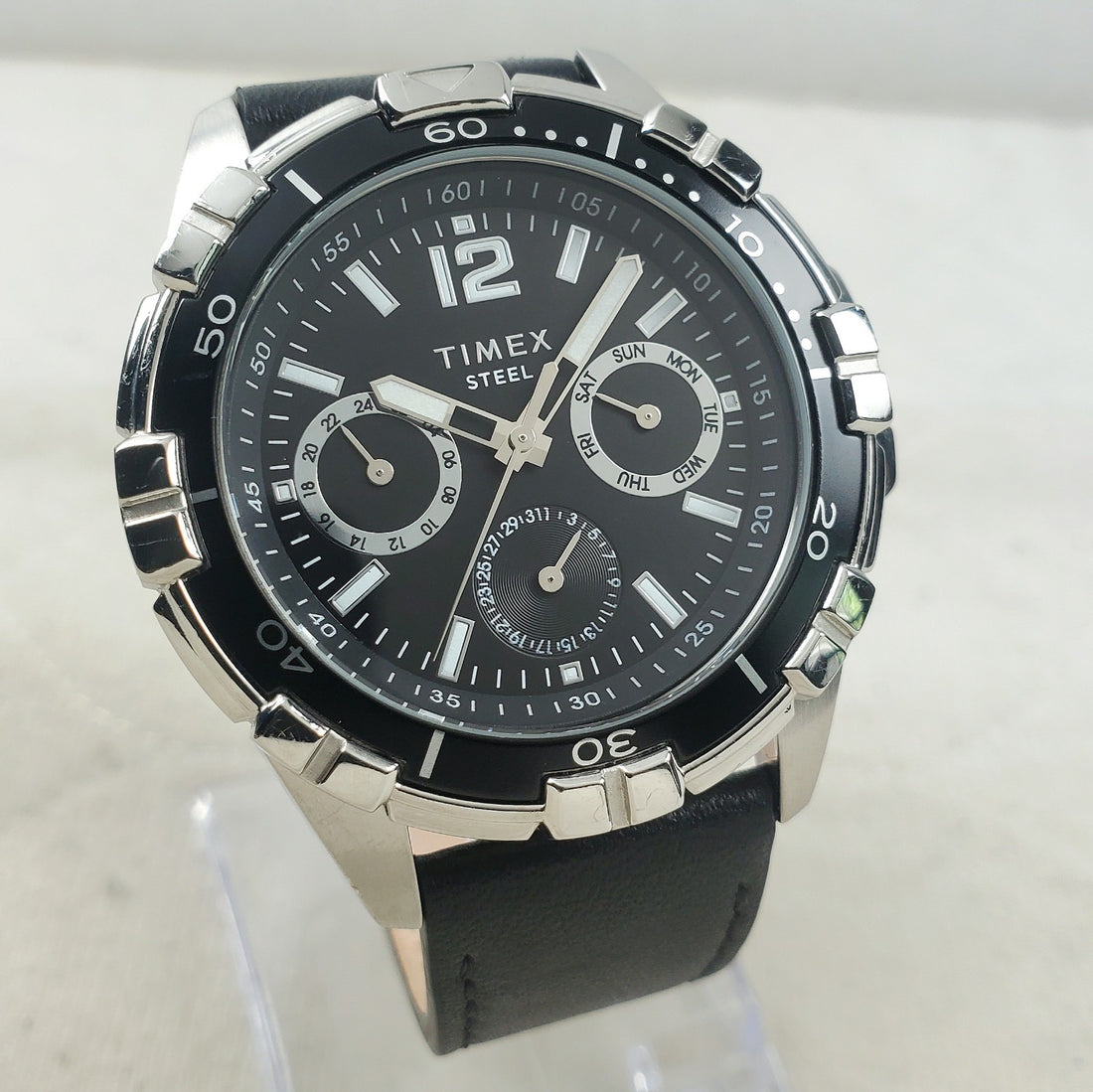 Timex Steel TW2V79100 Quartz Day/date 24-HOUR Black Sports 44MM Men's Watch — Pre-Owned