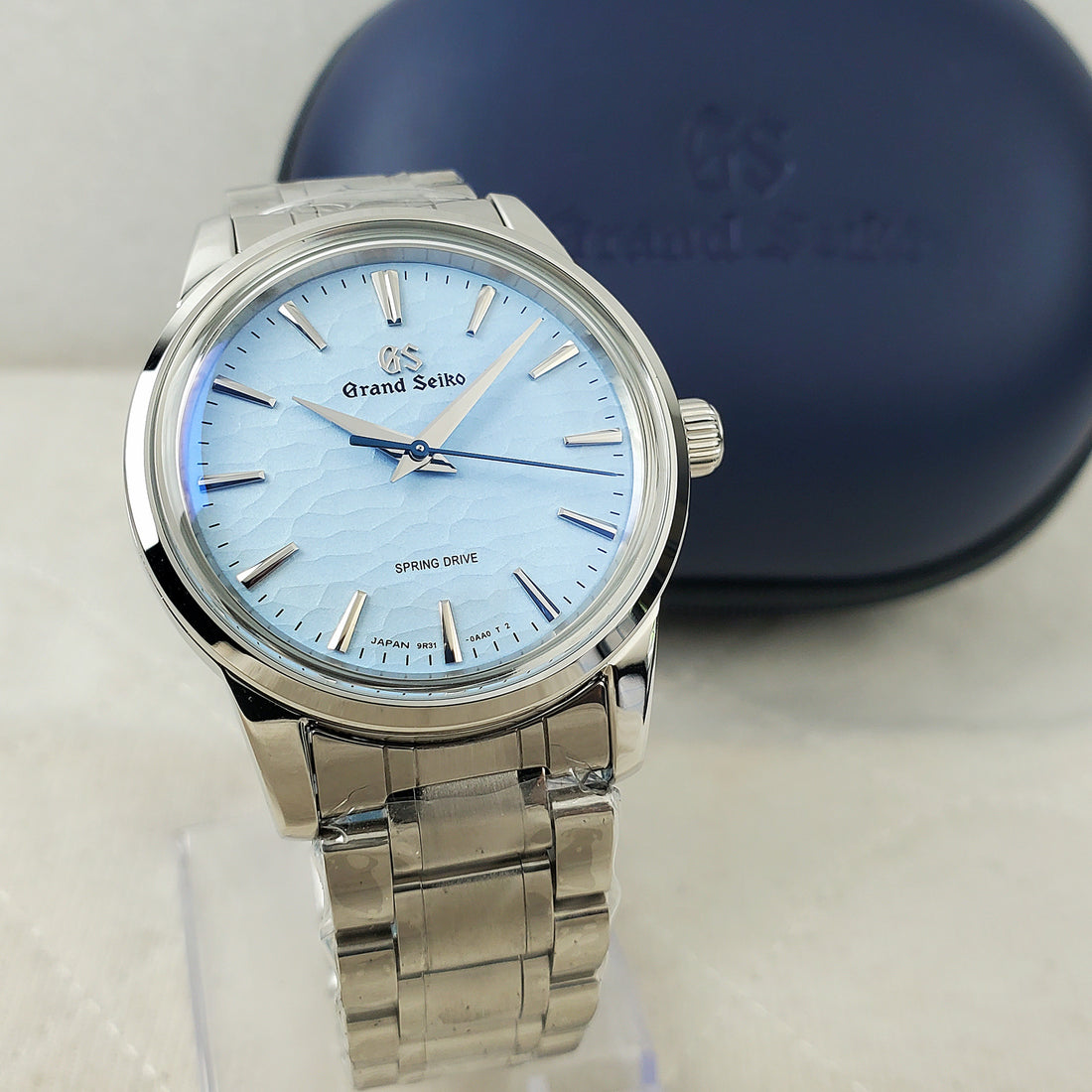 CUSTOM SEIKO MOD GS ELEGANCE BLUE TEXTURE NH35 EXHIBITION AUTOMATIC MEN'S WATCH
