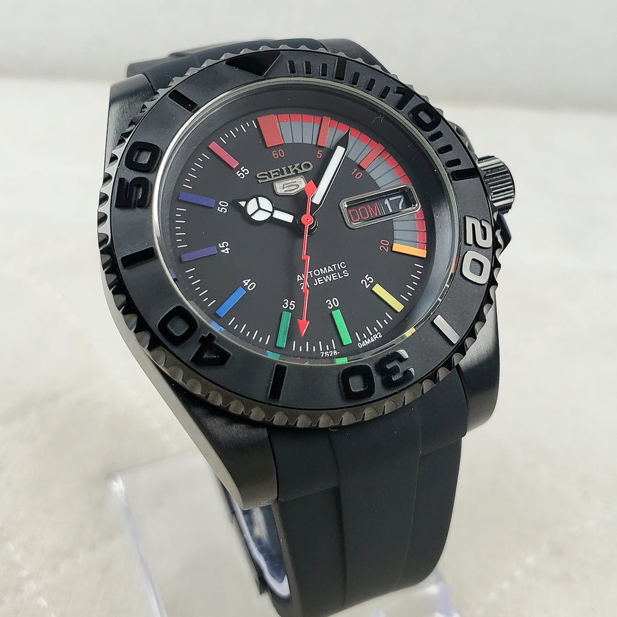 CUSTOM SEIKO MOD RAINBOW/BLACK SPORTS AUTOMATIC NH36 MOVEMENT MEN'S WATCH NEW
