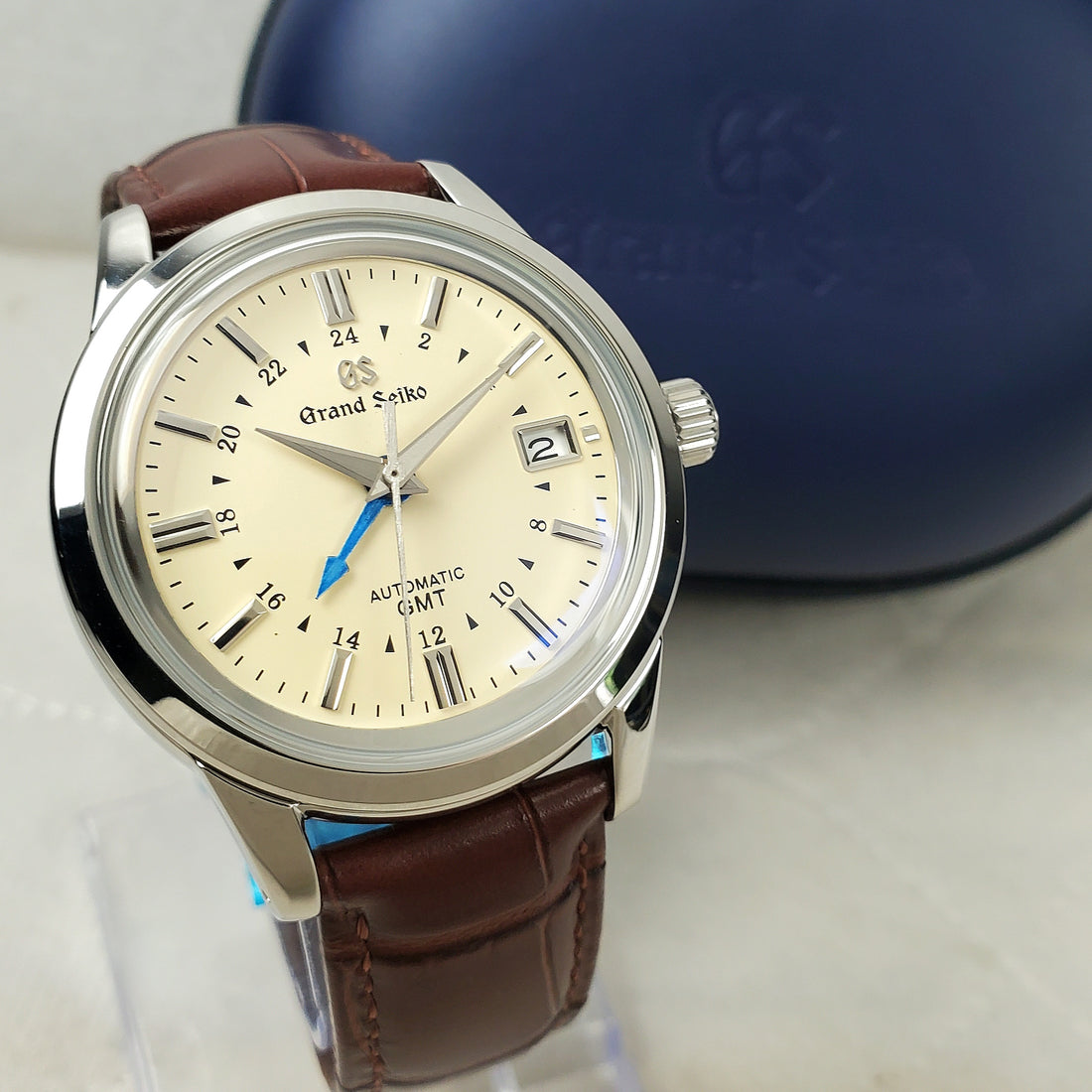 CUSTOM SEIKO MOD GS ELEGANCE CREAM/BROWN NH34 EXHIBITION AUTOMATIC MEN'S WATCH