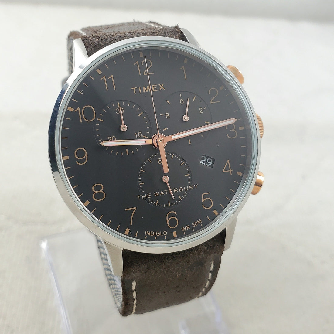 Timex the Waterbury Indiglo Chronograph TW2T71500 WR 50M Date Men's 40MM Watch — Pre-Owned