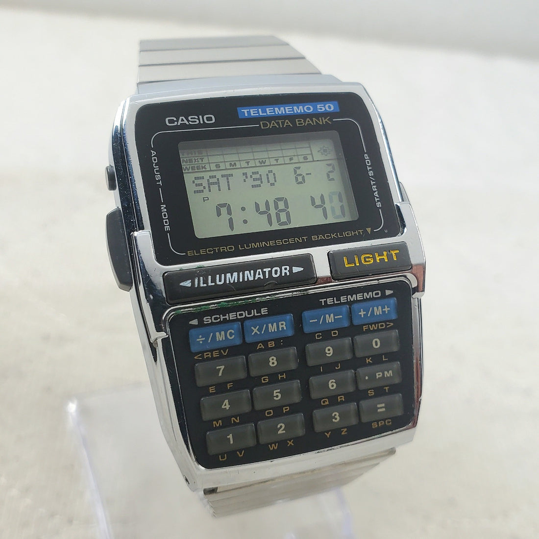 Casio Data Bank Calculator Telememo 50 DBC-630 Illuminator Men's Watch — Pre-Owned