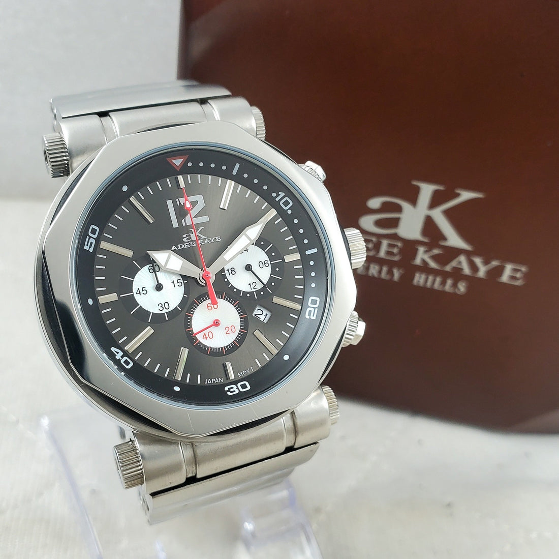 AK Adee Kaye Sport Chronograph 24-HOUR Japan Mov't Quartz 46MM Men's Watch — Pre-Owned