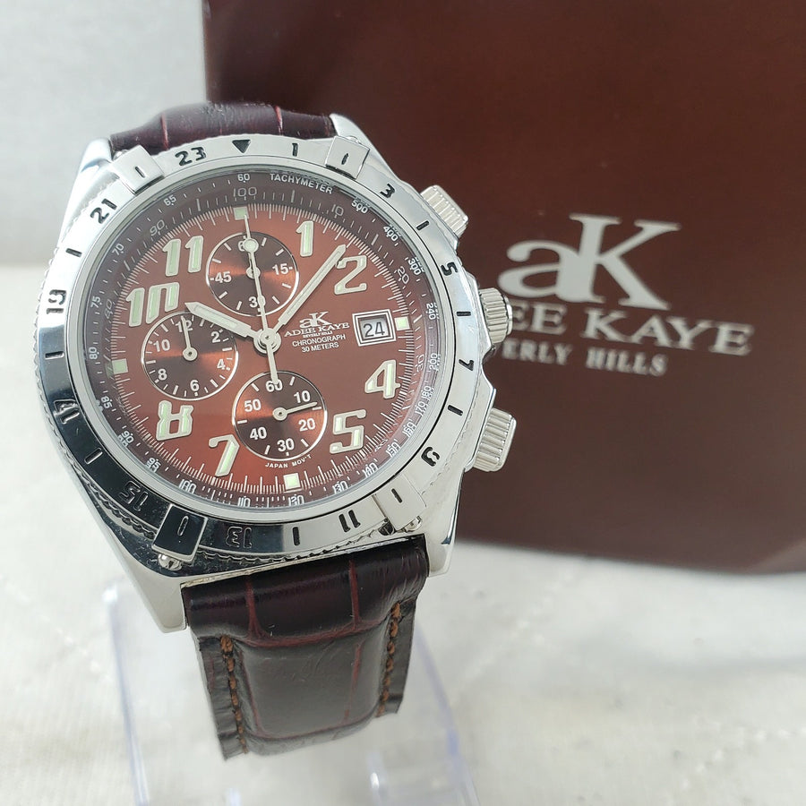 AK Adee Kaye Beverly Hills Chrono Tachymeter Japan Mov't Quartz 44MM Men's Watch — Pre-Owned